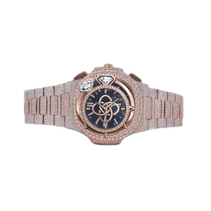 Montre de luxe à cadran rond en moissanite pour homme, bracelet entièrement serti de diamants - Product Image 1