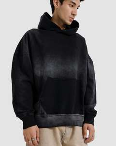 Hoodie surdimensionné personnalisé effet délavé 400 GSM en coton épais, coupe vintage délavée, épaules tombantes, style streetwear, faible MOQ - Product Image 1