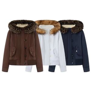 Chaqueta Corta de Invierno 2026 para Mujer, Nueva Moda, Gruesa, con Capucha Desmontable, Transpirable, con Bolsillos, Estilo Vintage, Formal, Elegante - Product Image 1