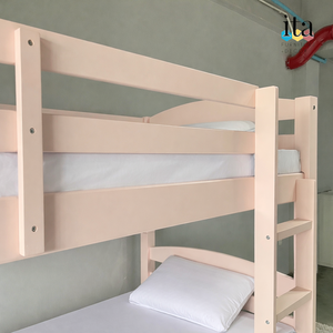 Lit superposé rose minimaliste personnalisable, meubles de chambre à coucher en bois sur mesure pour enfants - Product Image 5