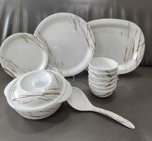 Modern melamine <b>Dinnerware</b> <b>Set</b> Geometric Pattern Round Plates Bowls Serving Spoon Dishwasher Safe - Product Image 3