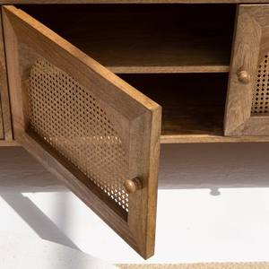 Mueble de TV de Madera con Diseño de Arco Orion de Vandana Novara, Consola de Entretenimiento Moderna de Madera Sólida - Product Image 6