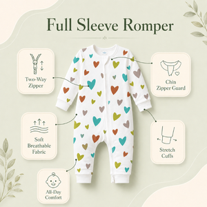Mameluco de algodón de manga larga para bebé |   Ropa de Dormir para Bebés Recién Nacidos con Cierre de Dos Vías, Protector de Barbilla, Puños Elásticos Transpirables y Estampado de Corazones, Color Blanco - Product Image 5