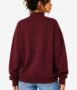 Sudadera Oversize Personalizada para Mujer con Cuello Alto, Parche de Letras a Cuadros, Hombros Caídos, Estilo Casual Urbano - Product Image 3