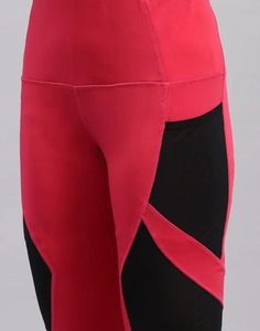 Leggings Deportivos de Cintura Alta para Mujer, Largos, Rojos y Negros, con Panel de Malla, Elásticos, Transpirables, de Secado Rápido, Tejido de Punto, para Todas las Temporadas - Product Image 4