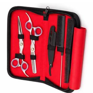 Professional Hair Salon Scissors Set With Thinning <b>Shears</b> And Combs Red Case Stainless Steel Blades Right Handed <b>Long</b> <b>Handle</b> - Product Image 6