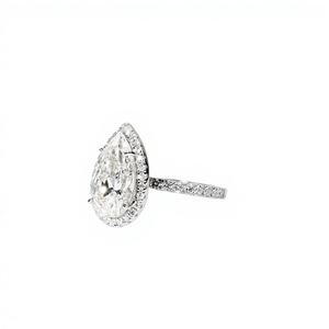 Hidden Halo Pear Shaped Diamond <b>Ring</b> 14K 18K Solid Gold 925 Sterling Silver Teardrop Wedding Promise <b>Ring</b> <b>Proposal</b> Diamond <b>Ring</b> - Product Image 1