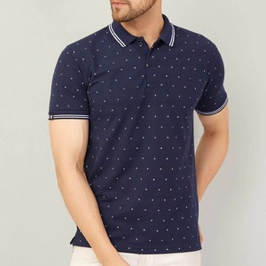 Polo de Manga Corta para Hombre, Azul Marino con Estampado de Puntos, Algodón Oxford, Informal, Transpirable, Corte Regular, Personalizable, Venta al Por Mayor, OEM - Product Image 3