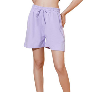 Shorts unis violet pour femmes, doux, légers, décontractés, taille élastique, confortables, coupe décontractée, pour l'été - Product Image 1