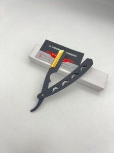 Maquinilla de Afeitar de Una Sola Hoja para Hombre, para Afeitar la Cara, Axilas y Zona del Bikini, Color Negro con Diseño de Bigote Dorado - Product Image 2