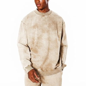 Sudadera de Cuello Redondo Extra Grande para Hombre, Tejida con Tinte Anudado, 100% Algodón, Informal, Otoñal, Corte Regular, Color Sólido - Product Image 4