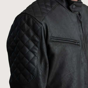 Sven Tumbled Schwarze Leder-Bomberjacke Atmungsaktiv Winddicht Stehkragen Anpassbare Stickerei Lässige Herren-Winterjacke mit Reißverschluss - Product Image 3