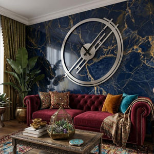 Luxury Modern Metal Wall <b>Clock</b> Large Round Geometric Designer <b>Clock</b> Contemporary Black Decorative Wall <b>Art</b> for Living Room - Product Image 6