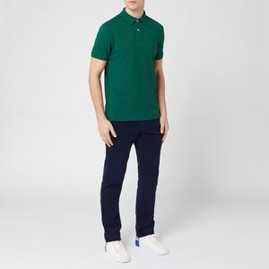 Polo de Manga Corta Verde Sólido para Hombre, Cuello Camisero, Cierre de Botón, Estilo Casual, Tejido de Punto, para Verano - Product Image 1