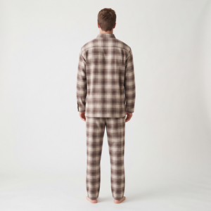 Conjunto de Pijama de Franela para Hombre, Manga Larga, Cuello Alto, Cierre de Botones, 100% Algodón, Ropa de Invierno, Estilo Holgado y Oversize - Product Image 2