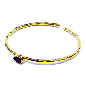Women's 18K Solid Gold <b>Ruby</b> Bangle <b>Bracelet</b> With Baguette Cut Diamonds Geometric Classic Design Bezel Setting Wedding Jewelry - Product Image 4