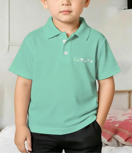 Solid Breathable Quick Dry Eco-Friendly Polyester/Cotton Jersey Compressed Short Sleeve Polo Shirt Boys Casual Pink Collar Plain - Product Image 2