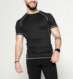 Men's <b>Short</b> <b>Sleeve</b> Compression T Shirt O Neck Quick Dry Slim Fit Sporty Activewear <b>Base</b> <b>Layer</b> Gym Workout OEM ODM - Product Image 1