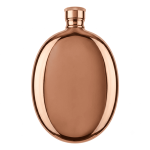 Petaca Ovalada de Cobre Hecha a Mano, Petaca Redonda de Bolsillo con Tapa de Rosca, Regalos Metálicos de Lujo para Hombres, Venta al por Mayor OEM Personalizada a Granel - Product Image 1