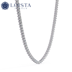 Collier en or blanc serti de diamants fins en forme de V pour femmes - Product Image 2