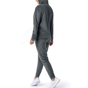 Survêtement deux pièces pour femme, décontracté, avec fermeture éclair, logo personnalisé, collection hiver, dernière tendance, vente chaude - Product Image 3