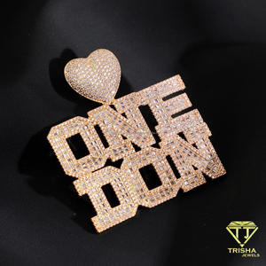 VVS Moissanite Custom Gold Nameplate <b>Pendant</b> Heart <b>Bail</b> Iced Out Initial Letter Chain Hip Hop Style Jewelry - Product Image 3