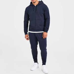 Sudadera con Capucha Azul Marino para Hombre, con Cierre, Ligera, de Color Sólido, con Bolsillo Frontal y Cordón Ajustable, al Por Mayor, con Logotipo Personalizado, de la Mejor Calidad, a Precios de Fábrica - Product Image 3