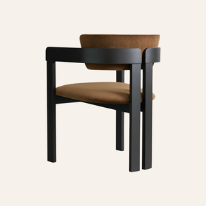 Chaise de salle à manger moderne en teck massif avec assise et dossier rembourrés pour salle à manger intérieure - Product Image 3