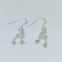 Boucles d'oreilles créoles pendantes en argent sterling 925 avec note de musique chrétienne, style hip-hop, pour femme, bijoux fins