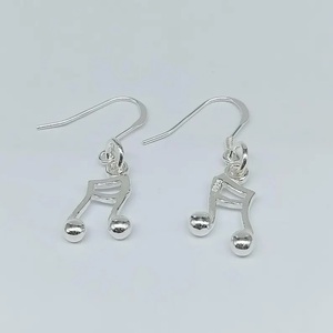 Boucles d'oreilles créoles pendantes en argent sterling 925 motif note de musique, style hip-hop, pour femme, bijoux raffinés - Product Image 4