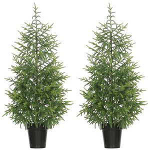 Confezione da 2 Alberi di Natale Artificiali in Pino Norflok da 120 cm con 133 Punte Modellate e Luci Calde Preinstallate, Facile Montaggio - Product Image 1