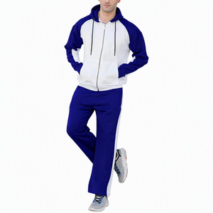 Conjunto Deportivo de 2 Piezas para Hombre, Sudadera con Capucha y Pantalones, Color Azul y Blanco, Estilo Casual y Deportivo para Otoño - Product Image 1