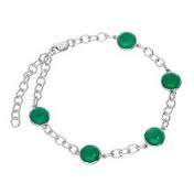 Hermosas Pulseras de Tobillo con Piedras Verde Esmeralda Brillantes, Cadena de Plata 925, Joyería para Mujeres y Niñas - Product Image 2