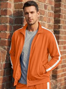 Chándal Deportivo para Hombre, Color Naranja, con Capucha, Grueso, Manga Larga, Cintura Elástica, Estilo Deportivo, Corte Regular, Transpirable, Poliéster, Invierno - Product Image 5