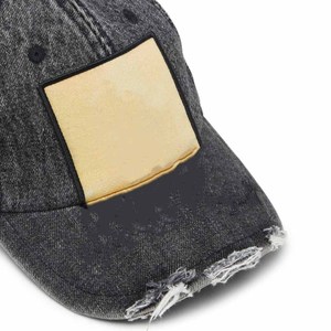 Gorra de Mezclilla Desgastada con Parche en Contraste, Visera Desgastada, Unisex, Ajustada, de 6 Paneles, Estilo Casual de Primavera/Verano - Product Image 3