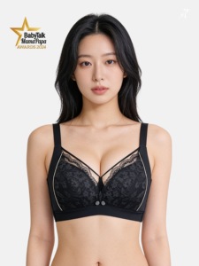 Elegant Black Underwire <b>Bra</b> with Lace Floral Pattern Full Cup Support Criss-Cross Back Closure Women's <b>Bra</b> - Product Image 4