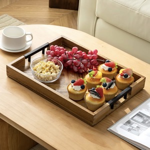 Luxury Wooden Serving <b>Tray</b> with Handles Herringbone Design Solid Wood Rectangular Serving <b>Tray</b> for Home Hotel Restaurant - Product Image 5