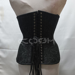 OEM/ODM Jacquard Floral Hourglass Body Shaper Black Brocade <b>Underbust</b> Steel Boned Corsets - Product Image 5