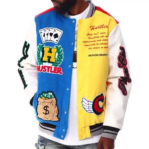 Bombardero de béisbol personalizado para hombres con bordado de chenilla de alta calidad de fabricante OEM Letterman Crop Leather Varsity Winter - Product Image 1