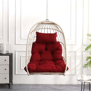 Red Outdoor <b>Garden</b> Rattan <b>Egg</b> <b>Swing</b> <b>Chair</b> Stylish PE Hanging <b>Chair</b> - Product Image 2