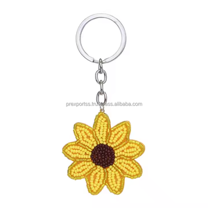Handmade Fabric Beaded Flower Keychain Eco-Friendly <b>Adjustable</b> Lightweight Strong & Durable Cute Accessory - Product Image 1
