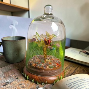 Seven Chakra Gemstone <b>Tree</b> in Glass Cover – Healing <b>Crystal</b> Bonsai with Wooden Base - Product Image 6