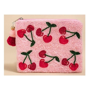 Monedero Pequeño con Cuentas de Cereza, Cierre de Cremallera, Hecho a Mano, Duradero, para Monedas y Tarjetas, Multiusos, Regalo para Mujer - Product Image 1