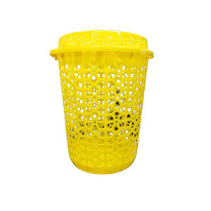 Panier à linge rond Diana en plastique, fabriqué en Inde, avec couvercle, écologique, organiseur de vêtements, rangement de literie, multifonctionnel, léger - Product Image 2