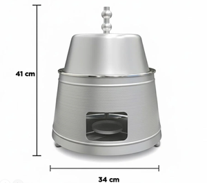 หม้ออุ่นอาหารเคลือบเงาสีเงินสุดฮิต พร้อมที่ใส่เทียนสำหรับงานเลี้ยงอาหารค่ำที่บ้าน ใช้สำหรับงานเลี้ยงอาหารค่ำที่บ้าน หม้อโลหะ - Product Image 2