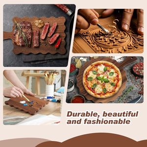 Lot de 2 planches à découper en bois naturel festonné avec poignée, bord ondulé, planches de service en bois, vente en gros - Product Image 3