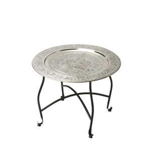 Modern Metal <b>Side</b> <b>Table</b> with <b>White</b> <b>Marble</b> Base Gold Oval Boho Chic Round Metal Accent <b>Table</b> Concentric Etched Round Coffee - Product Image 4