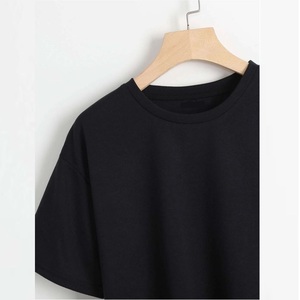 Men's Black Short Sleeve <b>T</b>-<b>Shirt</b> O-<b>Neck</b> Regular Fit Casual Knitted Cotton Solid Color Blank Design - Product Image 4