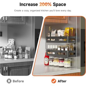 Set di 4 Portaspezie Magnetici Robusti per Frigorifero, Organizzatore Multiuso con 4 Ganci per Cucina e Bagno - Product Image 3