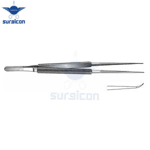 Micropinzas de Sutura Curvas de 15 cm / 6 Pulgadas con Punta Fina de 0.3 mm, Instrumento Microquirúrgico de Acero Inoxidable para Oftalmología - Product Image 5